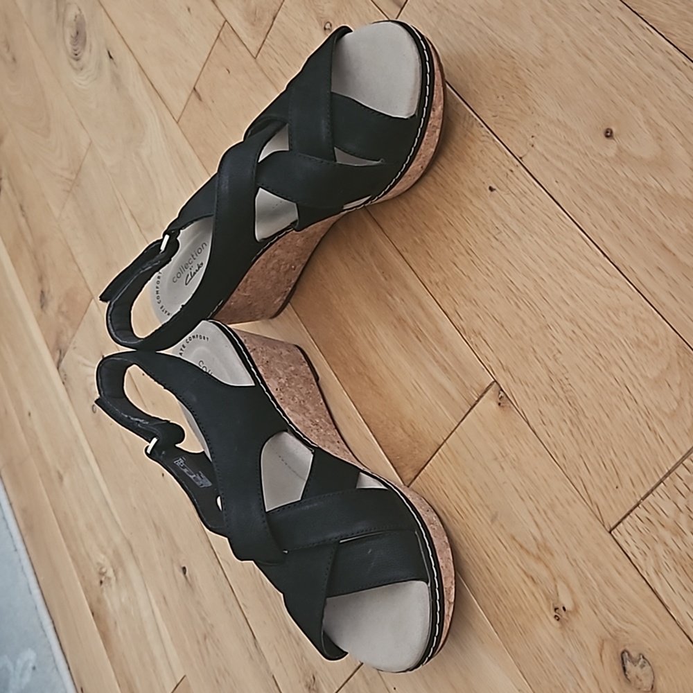 Womens Clarks Sandals Black Size 8 NWT